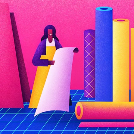 An illustration of a woman decorating