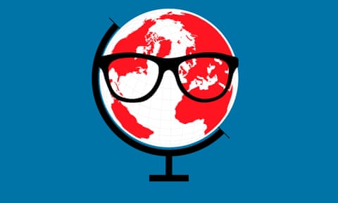 globe wearing glasses illustration