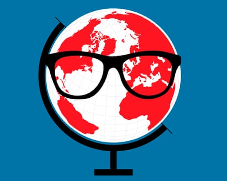 globe wearing glasses illustration