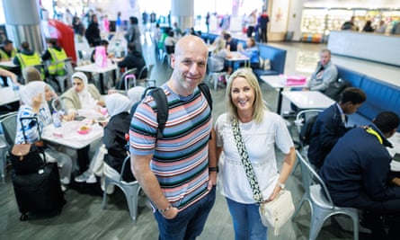Nick and Nancy Dykins in the departure lounge