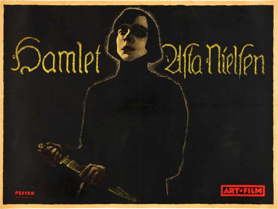 Nielsen in the film poster for Hamlet, 1921.