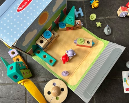 Rebecca Goodman testing toys for 2 year olds
