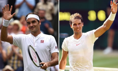 Roger Federer and Rafael Nadal acknowledge the Wimbledon crowd after their last-16 victories.