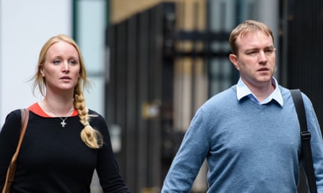Tom Hayes arrives at Southwark crown court with his wife Sarah.