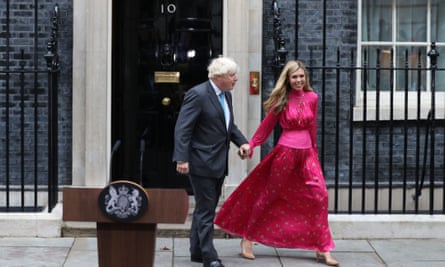Boris Johnson and wife Carrie on their final day in Downing Street.