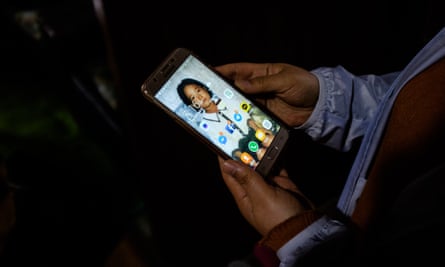 Kim Ryon-hui’s mobile phone, with her background set to a photo of her daughter. Kim hopes to return to North Korea and be reunited with her family.