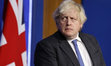 Boris Johnson during a media briefing on Covid last week
