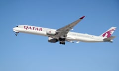 A Qatar Airways plane in the air