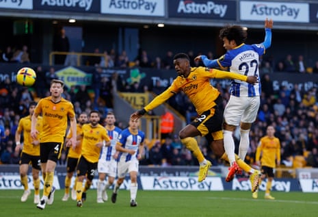 Kaoru Mitoma heads the equaliser for the Seagulls.