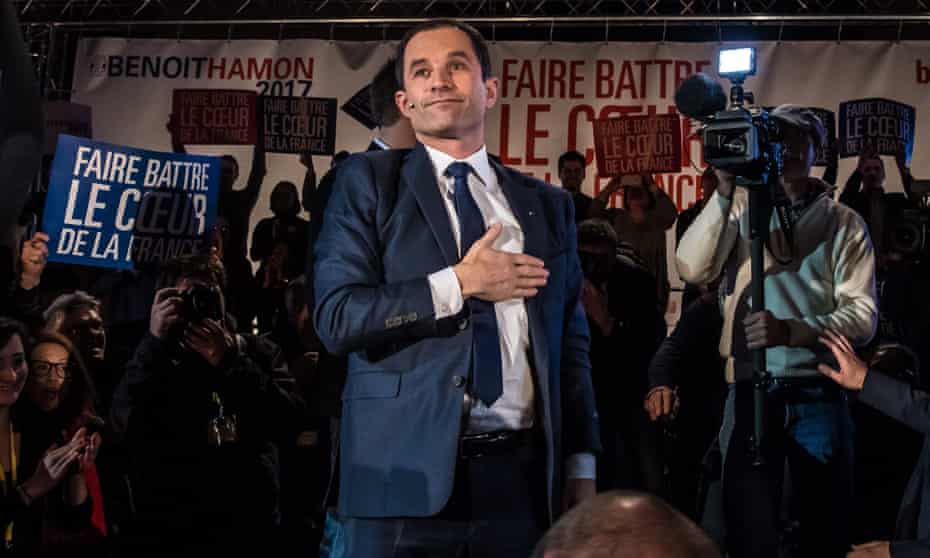 Benoit Hamon arrives to deliver a speech as part of his campaign for the left wing primary election in Paris.