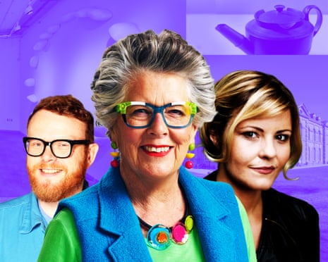 ‘I was blown away’ … Huw Stephens, Prue Leith and Tara Lynne O'Neill with the teapot above.