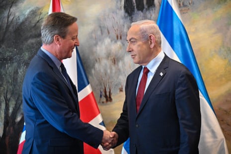 Israeli Prime Minister Benjamin Netanyahu with Britain’s Foreign Secretary David Cameron during a meeting in the Knesset in Jerusalem.