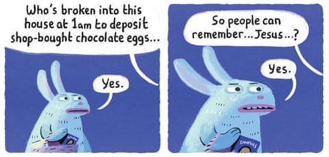 Stephen Collins cartoon on changing the clocks and chocolate Easter eggs, panel 2
