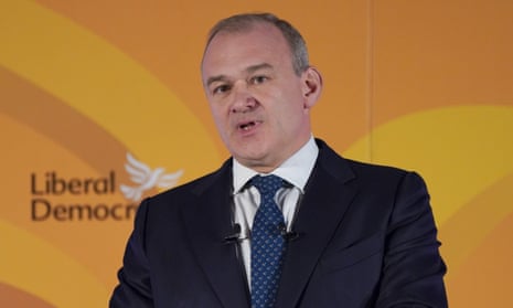 Ed Davey delivers his speech at the Liberal Democrat conference in Canary Wharf, east London