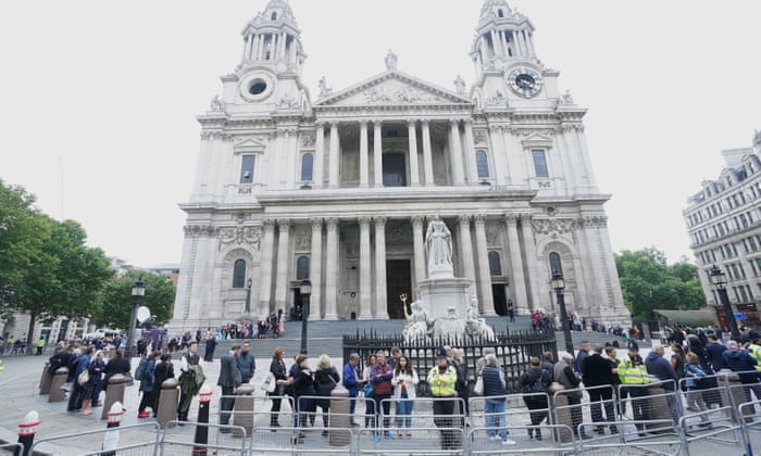 People arrive for prayer and reflection at St Paul's Cathedral.