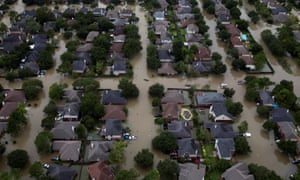 Submerged houses in Houston after tropical storm Harvey.