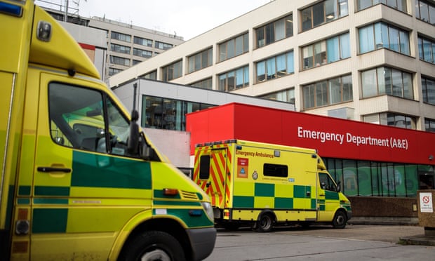 Ambulances outside the A&amp;E department of Guy’s and St Thomas’ hospital in London