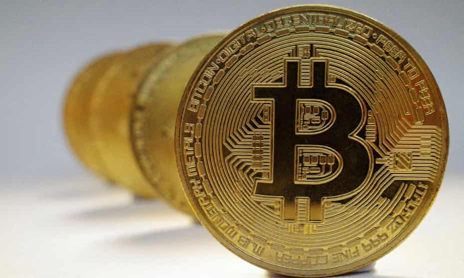A representation of bitcoin as actual coins.