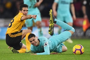 Miguel Almiron is brought down by Joao Moutinho who is an innocent advocate.