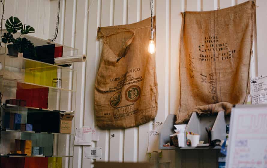 Sweet taste of success: the ethical chocolate-maker doing things her way | When more of us play, all of us win 3 Empty cocoa sacks hanging on the wall of Clarke’s office