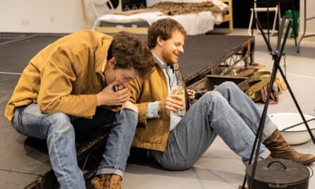 In rehearsal for Brokeback Mountain with Mike Faist.