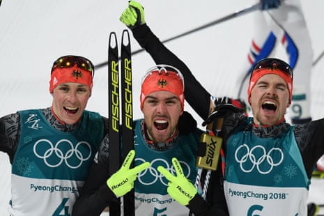 Germany take all the medals in the nordic combined individual.