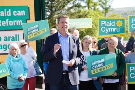 The leader of Plaid Cymru, Rhun ap Iorwerth, speaking in Pontypridd.