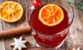 Packing a punch: mulled wine with orange leaves and slices.