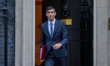 Prime minister Rishi Sunak leaves 10 Downing Street ahead of Prime Ministers' Questions in the House of Commons.