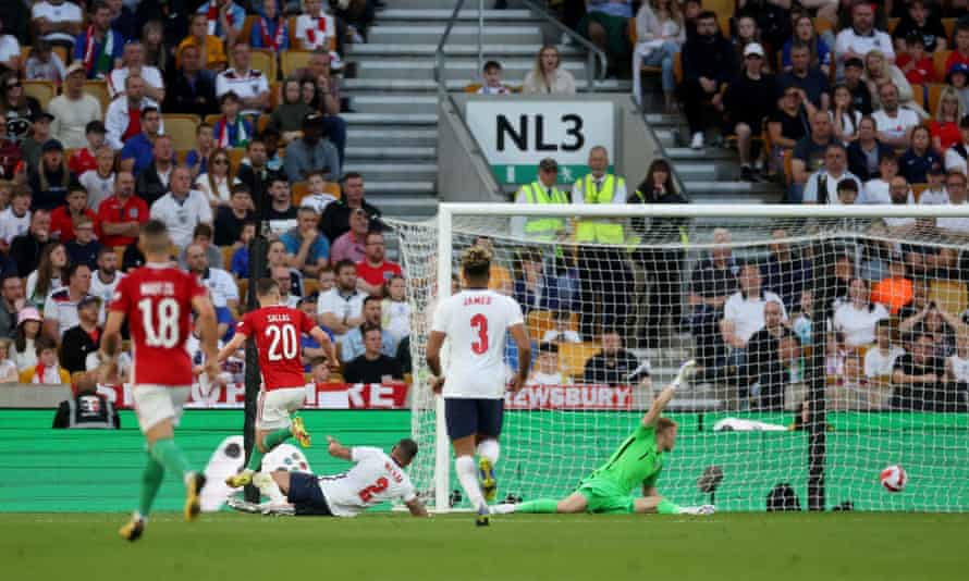 Hungary’s Roland Sallai scores their second goal.