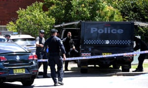 Police officers at the scene of a police operation in Gladesville, Sydney
