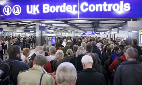 Queues at Border Control at London Heathrow Airport