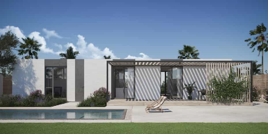 The homes will consist of multiple bedrooms, bathrooms and a pool, designed in a mid-century modern style.