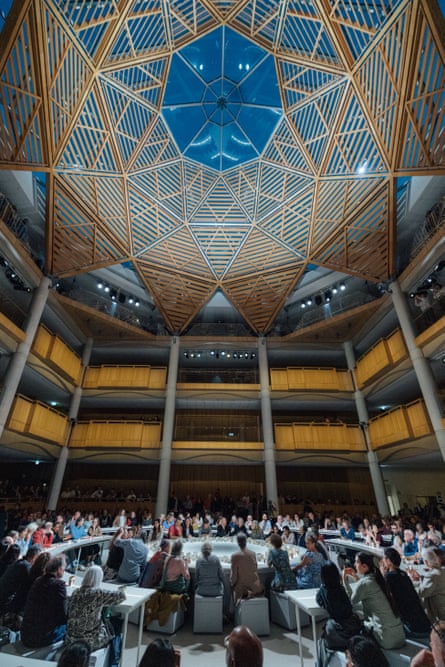 Last supper style … Es Devlin and Nico Muhly’s 360 Vessels in the Great Hall.