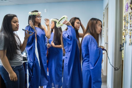 Teenagers get ready for the first Marshallese beauty contest in Springdale, Arkansas. This year’s theme is climate change.