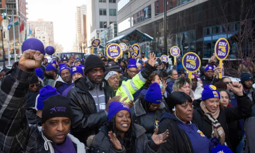 An Airport Workers United/SEIU protest in New York City in October 2018.