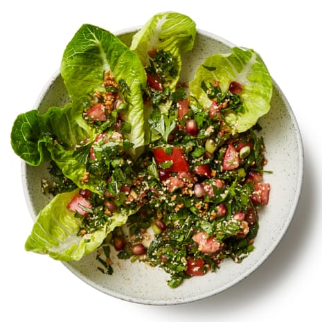 Felicity Cloake's Tabbouleh with lettuce leaves to scoop up the salad