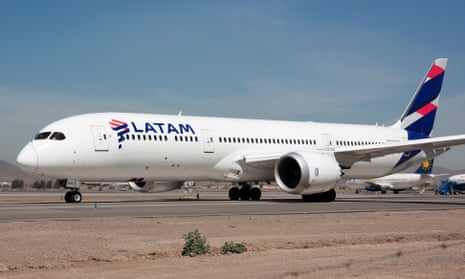 A LATAM Airlines Boeing 787 Dreamliner taxiing at Santiago airport. A flight from Sydney to Auckland this week fell sharply, injuring passengers.