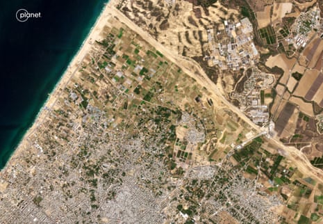 A satellite image shows northern Gaza before the ongoing conflict between Israel and Palestinian Islamist group Hamas, 6 October 2023.
