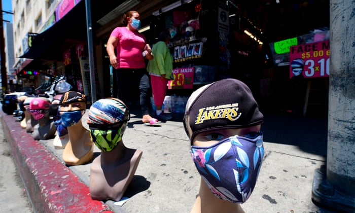 Face coverings for sale in Los Angeles, California. New regulations in some counties for certain businesses have come into effect again as coronavirus cases hit record highs in California.