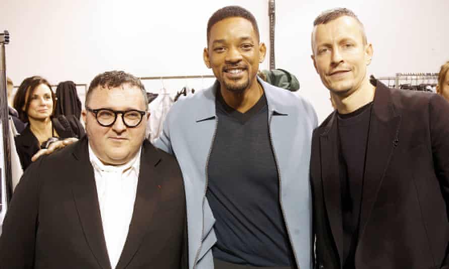 Elbaz with Will Smith and Lucas Ossendrijver at the Lanvin autumn/winter 2014 show in Paris