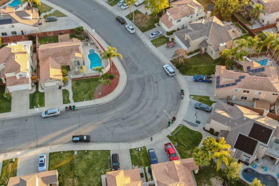 An aerial view of Menifee neighborhood, a residential subdivision vila in Riverside County, California.