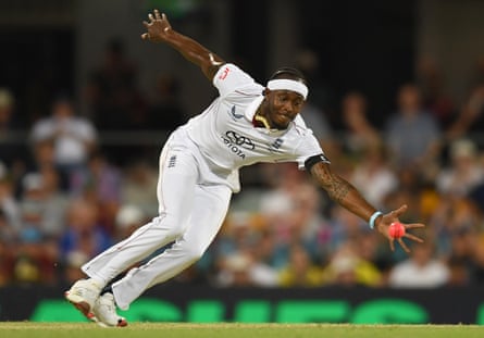 Jofra Archer fields during day four of the second Ashes Test.
