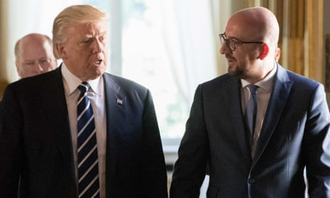 Donald Trump and the Belgian PM, Charles Michel, in Brussels.