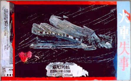 Train Wreck, Malcolm Morley’s depiction of a derailment, 1975.