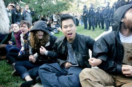 Ian Lee during the UC Davis protests.