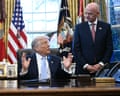 Donald Trump speaks to Gianni Infantino during a meeting in the Oval Office of the White House on 17 November