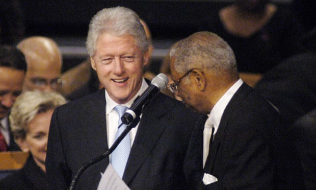 Damon Keith introduces Bill Clinton at the funeral of anti-segregation campaigner Rosa Parks in 2005.