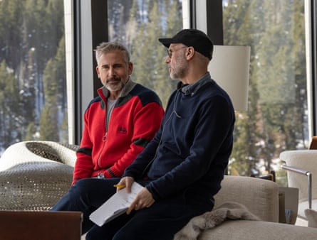 Ivory tower … with Steve Carell on the Mountainhead shoot.