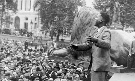 CLR James speaking in Trafalgar Square, London, in 1935. 